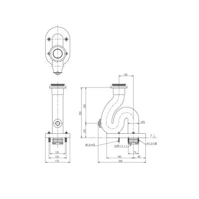 TOTO排水金具(塩ビ管用Sトラップ) T37SGEP rdzdsi3 ◎TOTO【T37SGEP】床排水金具 掃除流し用 塩ビ管用 Sトラップ の
