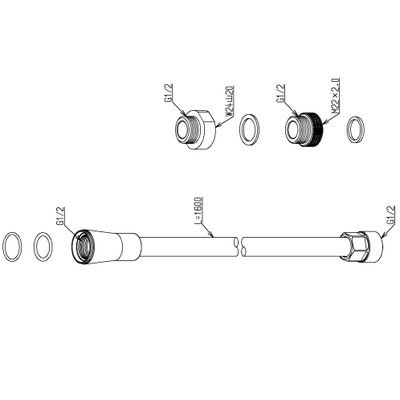 ▲TOTO【THYC88LL】シャワーホース 1600mm 他社アダプター付 
