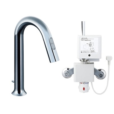 ♪LIXIL INAX【AM-311TV1】洗面器･手洗器用サーモスタット付自動水栓 オートマージュ グースネックタイプ 手動スイッチ付 混合水栓