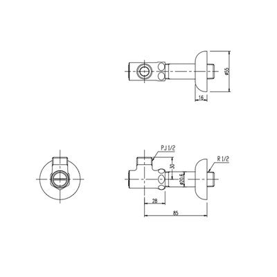 ▲LIXIL INAX【LF-3VK-MB】壁給水用止水栓 ベッセルタイプ フルオープンセット用 洗面化粧室