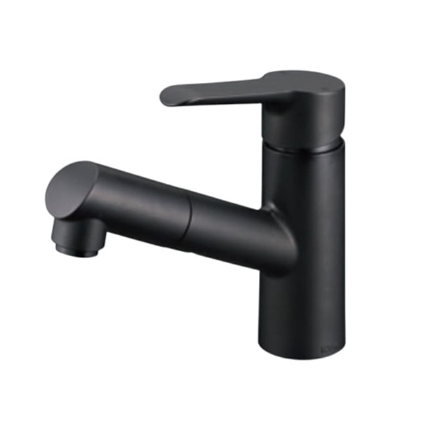 ▲KVK【FSL250DZEMB】シングル混合栓（ｅレバー）　マットブラック 寒冷地仕様 マットブラック 洗面化粧室