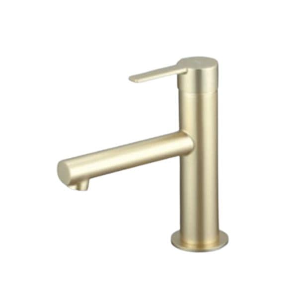 ▲KVK【MSL190DESG】シングル混合栓 サテンゴールド ショート 洗面化粧室