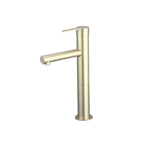 ▲KVK【MSL190DLESG】シングル混合栓 ロングボディ サテンゴールド 洗面化粧室