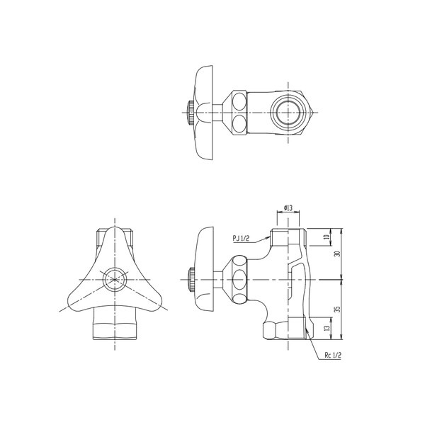 ♪LIXIL INAX【LF-3SK-U-DP】ストレート形止水栓 サプライ管なし 給水管なし