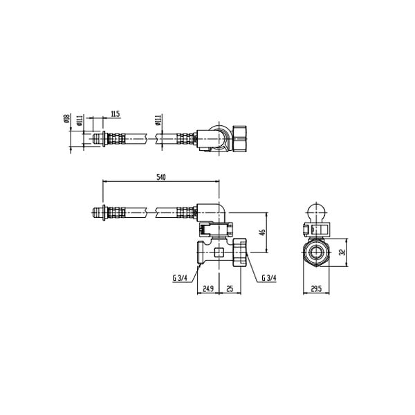 ♪LIXIL INAX【CF-020-SET】分岐栓ホースセット クイックファスナー接続 550mm