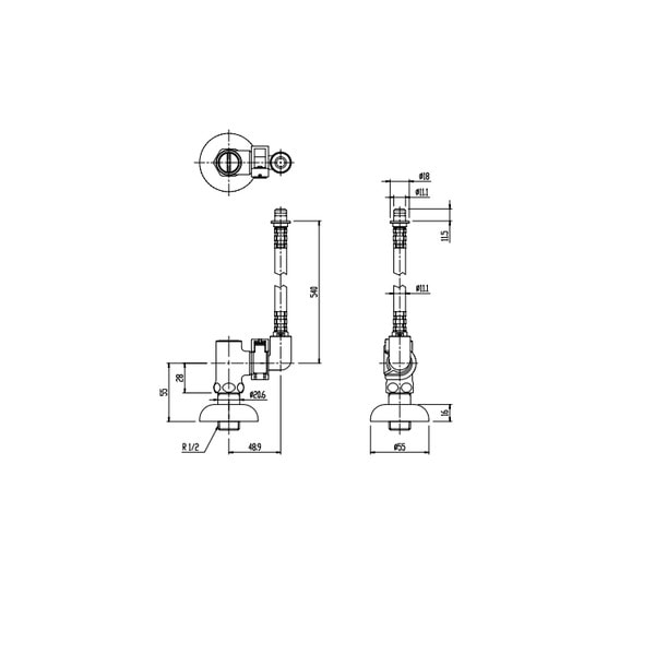♪LIXIL INAX【CF-92-SET】止水栓ホースセット クイックファスナー接続 550mm