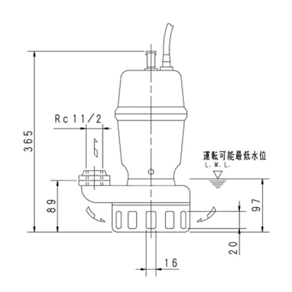 ▲荏原 【40DN5.25】 雑排水ポンプ 三相 0.25kW 2極 50Hz モータ駆動 非自動形