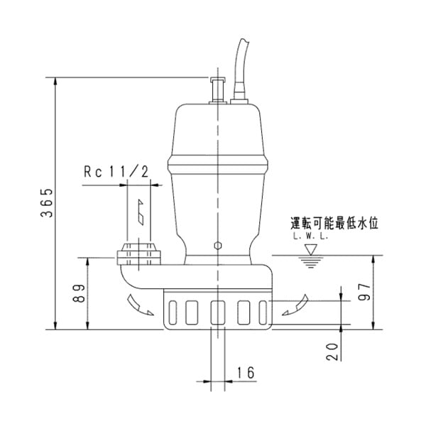 ▲荏原 【40DN6.25SA】 雑排水ポンプ 単相 0.25kW 2極 60Hz モータ駆動 非自動形