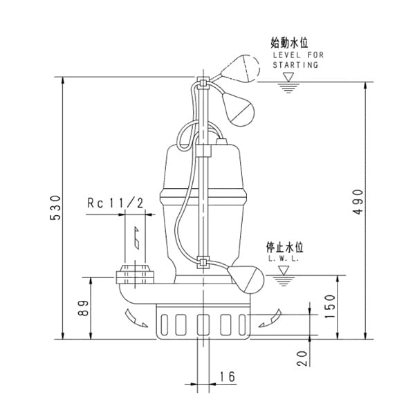 ▲荏原 【40DNA6.25A】 雑排水ポンプ 三相 0.25kW 2極 60Hz モータ駆動 自動形