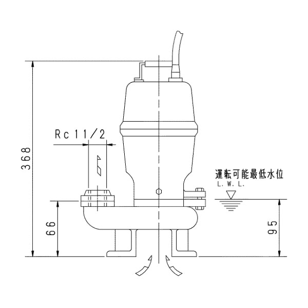 ▲荏原 【40DVS5.15SA】 雑排水ポンプ 単相 0.15kW 2極 50Hz モータ駆動 非自動形