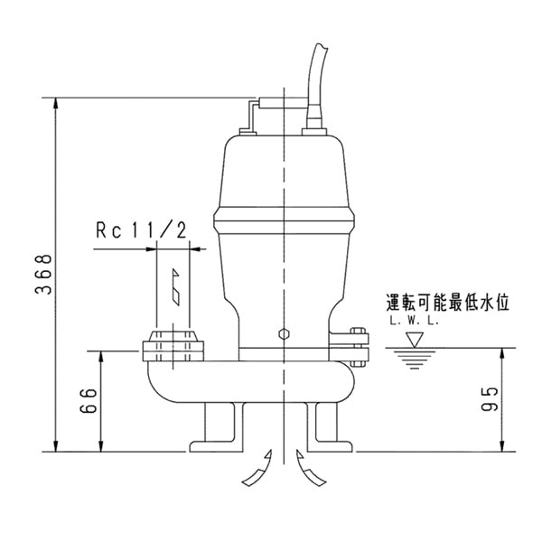 ▲荏原 【40DVS6.15B】 雑排水ポンプ 三相 0.15kW 2極 60Hz モータ駆動 非自動形