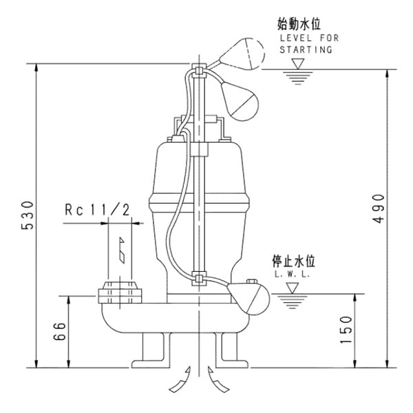 ▲荏原 【40DVSA5.15A】 雑排水ポンプ 三相 0.15kW 2極 50Hz モータ駆動 自動形