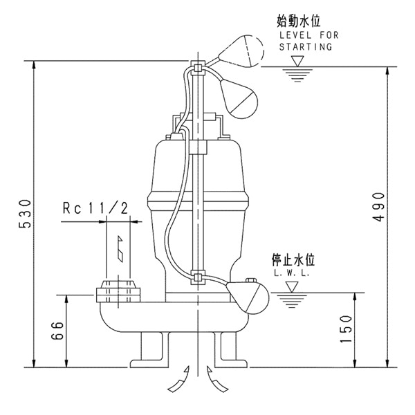 ▲荏原 【40DVSA6.15SB】 雑排水ポンプ 単相 0.15kW 2極 60Hz モータ駆動 自動形