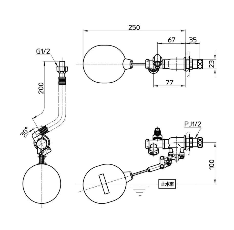 【在庫あり】▲三栄水栓 SANEI【V46-X-13】手洗ロータンクボールタップ