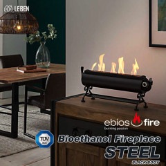 スタンド型バイオエタノール暖炉ebios-fire Steel エビオスファイヤー　スティール　ドイツ製　（2年保証）（BLACK) 暖房 暖炉 新築祝い 開店祝い プレゼント 贈答に【ギフトプレート