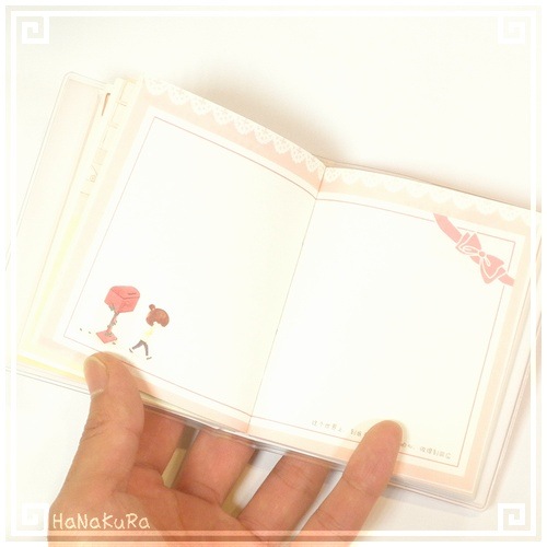 ノート 女の子 手描きイラスト ミニ 10×9cm 防水カバー付き 256