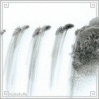 中国 山水画 手描き 中28 手のひらで描いた絵 横長 15×30cm 手掌画 台紙無し 額無し|中サイズ[横長15×30cm]|[書画07]手掌画(てのひら絵)