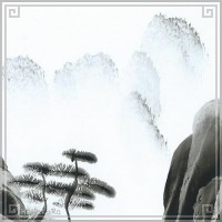 中国 山水画 手描き 中37 手のひらで描いた絵 横長 15×30cm 手掌画 台紙無し 額無し|中サイズ[横長15×30cm]|[書画07]手掌画(てのひら絵)