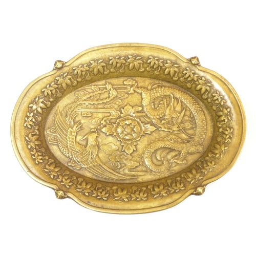 中華金物 613 銅楕円皿 龍鳳福禄 | 中華金具、金物、鈴ベル,金物