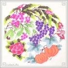 切り絵 剪紙 M103 工芸品 葡萄 彩色 直径22cm|【サイズ】中(18-25cm)|切り絵(剪紙)