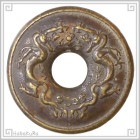 中華金物 526 双龍銅貨 銅彫刻|金物色々[小さめ]|中華金具、金物、鈴ベル