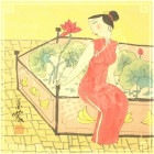 中国 手描き 美人画 L31 女人画 26cm レトロ 手書き絵 台紙付き 額無し|中国美人画26cm|[書画03]中国美人画