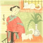 中国 手描き 美人画 L32 女人画 26cm レトロ 手書き絵 台紙付き 額無し|中国美人画26cm|[書画03]中国美人画