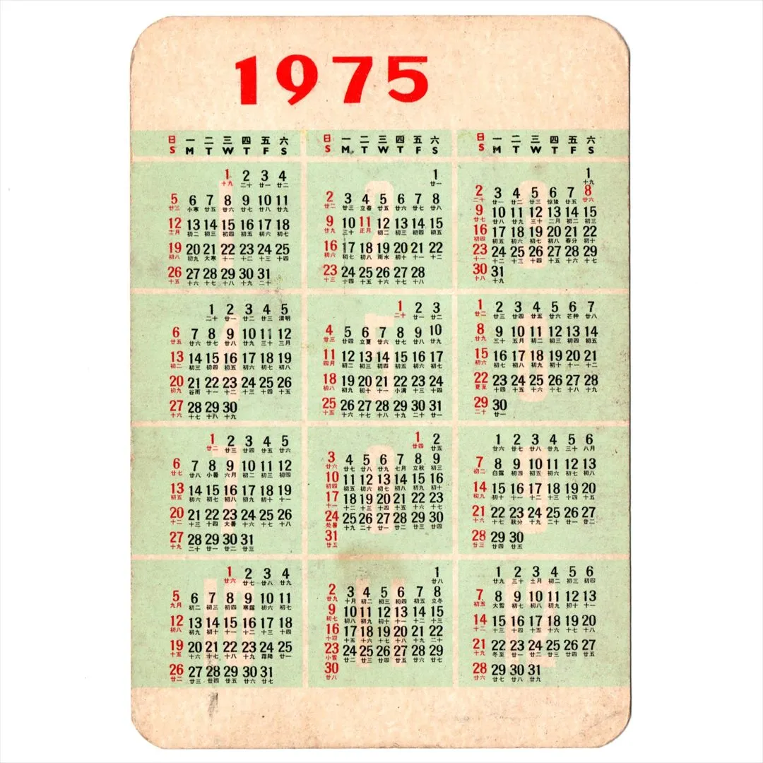 中国 昔のカレンダー カード 1975年 09 手を洗う女の子 コレクション