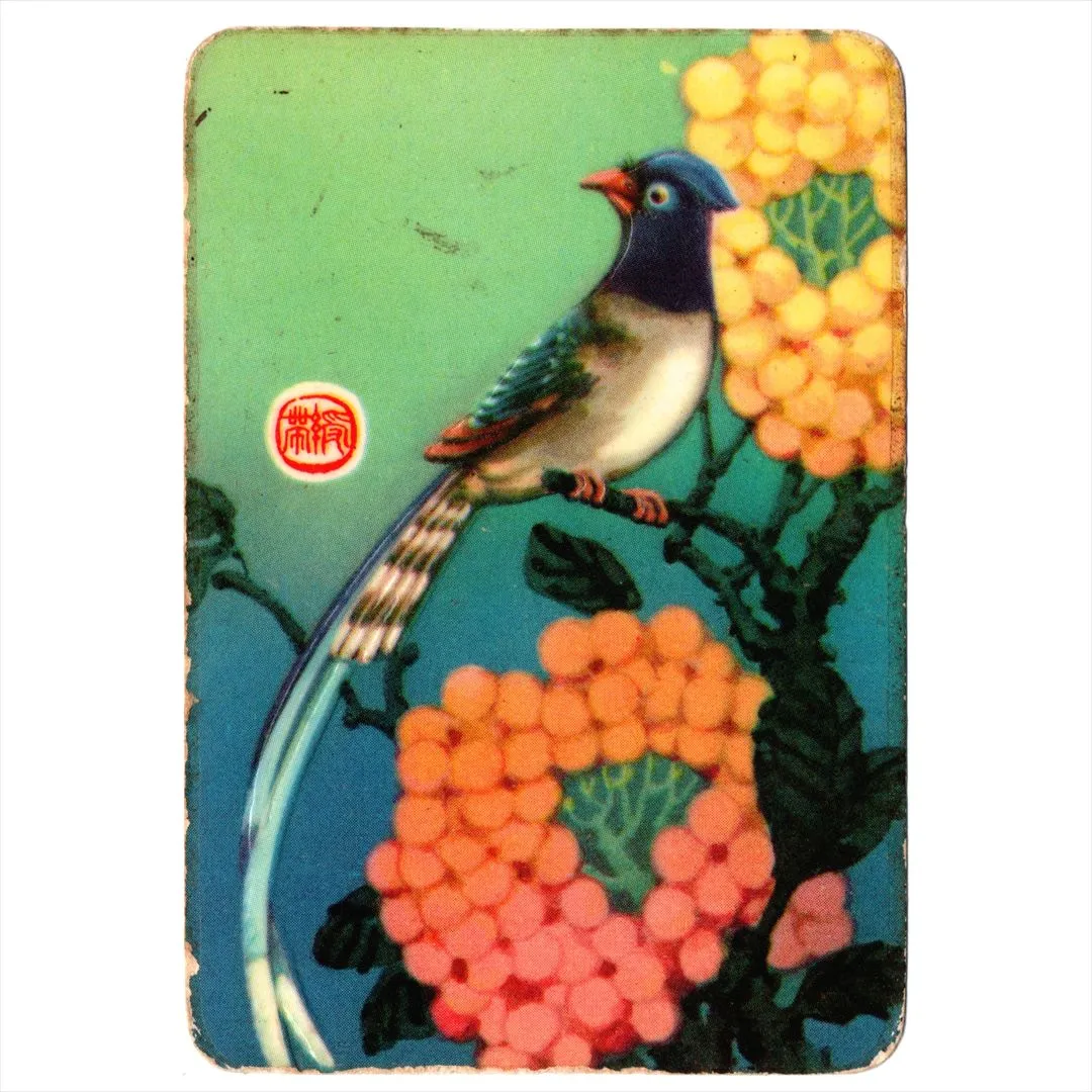 中国 昔のカレンダー カード 1976年 10 尾長鳥 コレクション