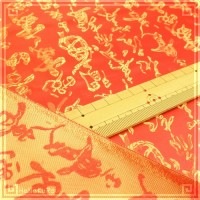 チャイナシルク 中華 生地 02 紅金詩 幅92cm 長さ1m05cm レーヨン 中国 シルク風|人工絹-幅92cm|チャイナシルク生地