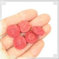 堆朱 人工漆 ビーズ S29 福珠 18mm 1個 彫漆 手芸素材 アクセサリ パーツ|05堆朱ビーズ|手芸アクセサリ素材