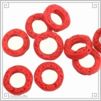 堆朱 人工漆 ビーズ M15 花紋輪 17-10mm 1個 彫漆 手芸素材 アクセサリ パーツ|05堆朱ビーズ|手芸アクセサリ素材