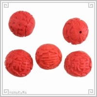 堆朱 人工漆 ビーズ M16 吉祥球 18mm 1個 彫漆 手芸素材 アクセサリ パーツ|05堆朱ビーズ|手芸アクセサリ素材