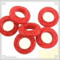 堆朱 人工漆 ビーズ M27 花彫紋輪 30-15mm 1個 彫漆 手芸素材 アクセサリ パーツ|05堆朱ビーズ|手芸アクセサリ素材