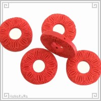 堆朱 人工漆 ビーズ M26 花彫紋輪 32-10mm 1個 彫漆 手芸素材 アクセサリ パーツ|05堆朱ビーズ|手芸アクセサリ素材
