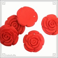 堆朱 人工漆 ビーズ L02 薔薇 バラ 35mm 1個 彫漆 手芸素材 アクセサリ パーツ|05堆朱ビーズ|手芸アクセサリ素材