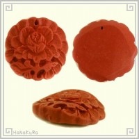 堆朱 人工漆 ビーズ L03 牡丹 ボタン 35mm 1個 彫漆 手芸素材 アクセサリ パーツ|05堆朱ビーズ|手芸アクセサリ素材
