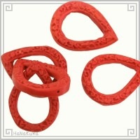 堆朱 人工漆 ビーズ L04 花雫 40mm 1個 彫漆 手芸素材 アクセサリ パーツ|05堆朱ビーズ|手芸アクセサリ素材