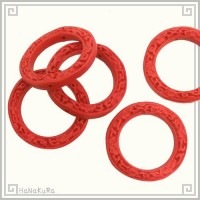 堆朱 人工漆 ビーズ L07 花輪 35-25mm 1個 彫漆 手芸素材 アクセサリ パーツ|05堆朱ビーズ|手芸アクセサリ素材