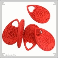 堆朱 人工漆 ビーズ L06 心福 50mm 1個 彫漆 手芸素材 アクセサリ パーツ|05堆朱ビーズ|手芸アクセサリ素材