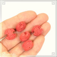 堆朱 人工漆 ビーズ S10 双円福 1個 彫漆 手芸素材 アクセサリ パーツ|05堆朱ビーズ|手芸アクセサリ素材