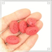 堆朱 人工漆 ビーズ S27 喜楕円 1個 彫漆 手芸素材 アクセサリ パーツ|05堆朱ビーズ|手芸アクセサリ素材