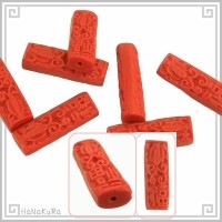 堆朱 人工漆 ビーズ S50 細長福 1個 彫漆 手芸素材 アクセサリ パーツ|05堆朱ビーズ|手芸アクセサリ素材