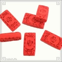 堆朱 人工漆 ビーズ M10 長方福 1個 彫漆 手芸素材 アクセサリ パーツ|05堆朱ビーズ|手芸アクセサリ素材