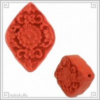 堆朱 人工漆 ビーズ M12 花菱形 30mm 1個 彫漆 手芸素材 アクセサリ パーツ|05堆朱ビーズ|手芸アクセサリ素材