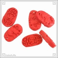 堆朱 人工漆 ビーズ M07 小判虎 トラ 1個 彫漆 手芸素材 アクセサリ パーツ|05堆朱ビーズ|手芸アクセサリ素材
