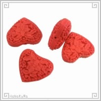 堆朱 人工漆 ビーズ M18 ハート 26mm 1個 彫漆 手芸素材 アクセサリ パーツ|05堆朱ビーズ|手芸アクセサリ素材