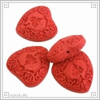 堆朱 人工漆 ビーズ M19 ハート 30mm 1個 彫漆 手芸素材 アクセサリ パーツ|05堆朱ビーズ|手芸アクセサリ素材