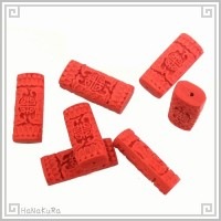 堆朱 人工漆 ビーズ M34 蝙蝠寿柱 1個 彫漆 手芸素材 アクセサリ パーツ|05堆朱ビーズ|手芸アクセサリ素材