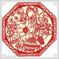 切り絵 剪紙 セットM01 工芸品 花籠 直径約18cm 4枚組|【サイズ】中(18-25cm)|切り絵(剪紙)